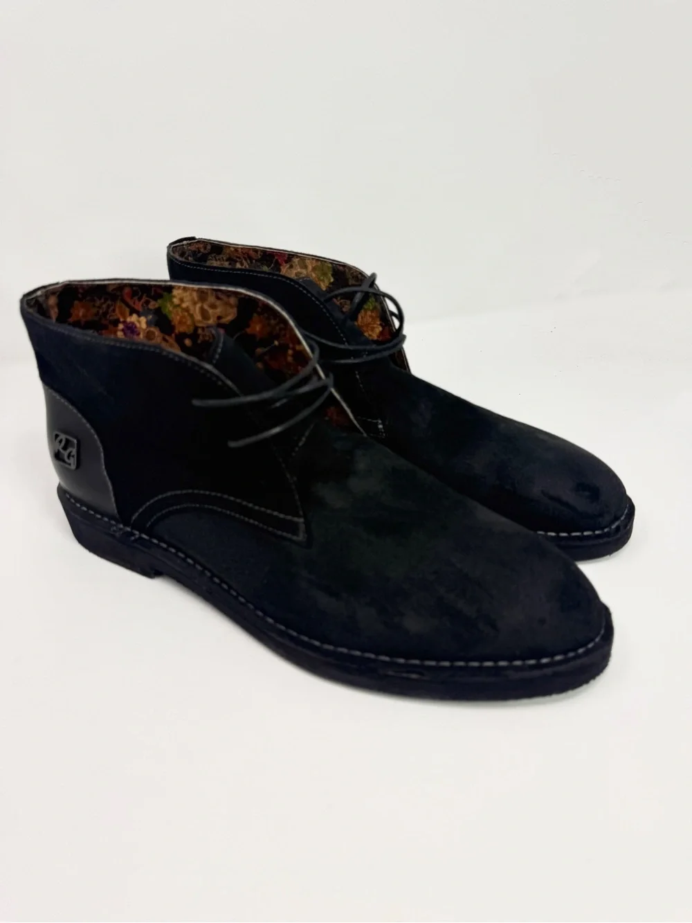 Robert Graham Black Suede Leather Chukka Lace-Up Ankle Boots Men's Size 12